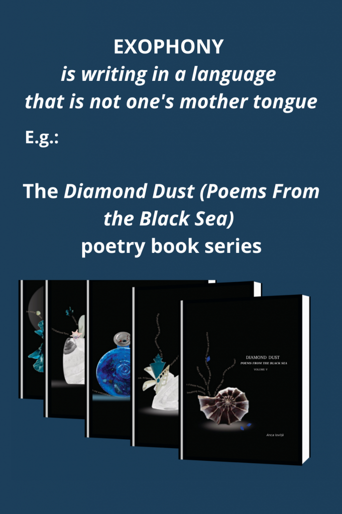 Exophony is writing in a language that is not one’s mother tongue, as for example the Diamond Dust (Poems From the Black Sea) series
