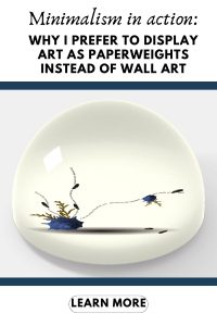 Minimalism in action: why I prefer to display art as paperweights instead of wall art, discover the artistry behind fine art paperweights, paperweight collection display, shell decorations, fine art drawings, fine art photography, fine art prints, arts and crafts, Japandi, Art Nouveau interior, desk decor ideas, shelf decor aesthetic, minimalist aesthetic, seashell decor ideas, seashell art, beautiful aesthetic, home inspo, ivory blue brown beige, coastal office supplies